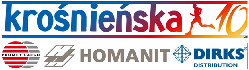 Na grafice umieszczono napis Krośnieńska 10 oraz logotypy sponsorów: Homanit Krosno Odrzańskie, Promet Cargo i Dirks Distribution.