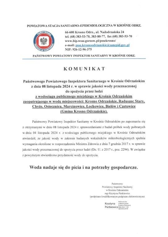 KOMUNIKAT 08.11.2024